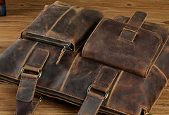Genuine Vintage Coffee Leather Cool Messenger Bag Briefcase Bag Shoulder Bag For Men