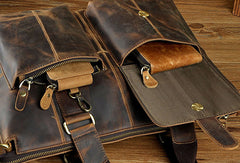 Genuine Vintage Coffee Leather Cool Messenger Bag Briefcase Bag Shoulder Bag For Men