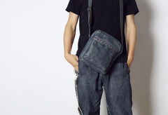 Vintage Leather Mens Cool Small Shoulder Bag Messenger Bag Bike Bag Cycling Bag for men