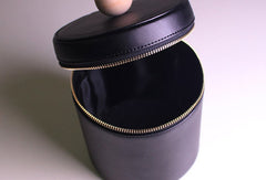 Genuine leather round bucket clutch handbag black clutch purse clutch zip wallet women - EverHandmade