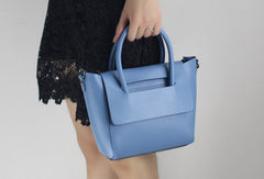 Genuine Leather handbad shoulder bag blue black for women leather shopper bag - EverHandmade
