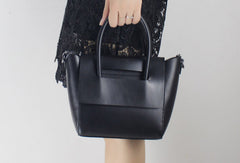 Genuine Leather handbad shoulder bag blue black for women leather shopper bag - EverHandmade