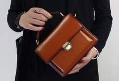 Genuine Leather handbag shoulder bag black red for women leather crossbody bag - EverHandmade