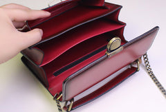 Genuine Leather handbag shoulder bag black red for women leather crossbody bag - EverHandmade