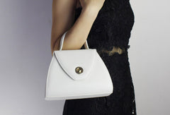 Genuine Leather handbag black white bag for women leather shopper bag