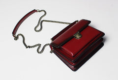 Genuine Leather handbag shoulder bag black red for women leather crossbody bag - EverHandmade