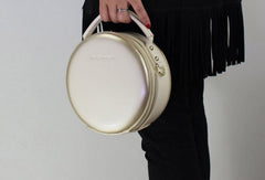 Genuine Leather round bag shoulder bag black for women leather crossbody bag - EverHandmade