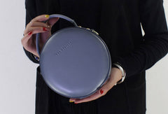 Genuine Leather round bag shoulder bag black for women leather crossbody bag - EverHandmade