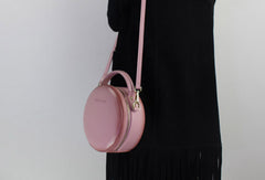 Genuine Leather round bag shoulder bag black for women leather crossbody bag - EverHandmade