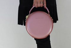 Genuine Leather round bag shoulder bag black for women leather crossbody bag - EverHandmade