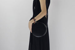 Black Leather Circle bag shoulder bag black for women leather crossbody bag