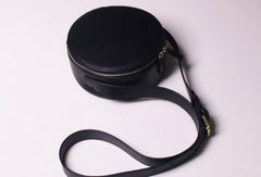 Black Leather Circle bag shoulder bag black for women leather crossbody bag