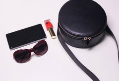 Black Leather Circle bag shoulder bag black for women leather crossbody bag