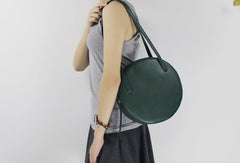 Genuine Leather round bag shoulder bag purse for women leather backpack - EverHandmade
