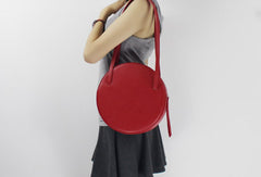 Genuine Leather round bag shoulder bag purse for women leather backpack - EverHandmade