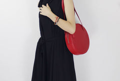Genuine Leather round bag shoulder bag purse for women leather backpack - EverHandmade
