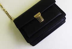 Genuine Leather handbag shoulder bag black red for women leather crossbody bag - EverHandmade