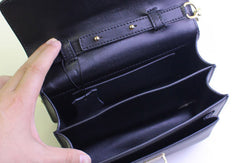 Genuine Leather handbag shoulder bag black red for women leather crossbody bag - EverHandmade