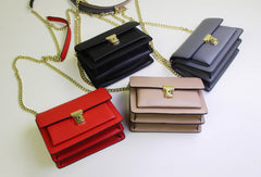 Genuine Leather handbag shoulder bag black red for women leather crossbody bag - EverHandmade