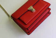 Genuine Leather handbag shoulder bag black red for women leather crossbody bag - EverHandmade
