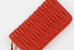 Womens Long Leather Zip Wallet Clutch - EverHandmade