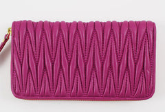 Womens Long Leather Zip Wallet Clutch - EverHandmade
