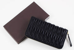 Womens Long Leather Zip Wallet Clutch - EverHandmade