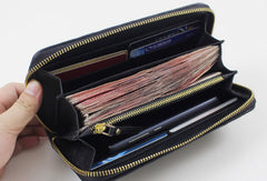 Womens Long Leather Zip Wallet Clutch