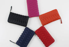 Womens Long Leather Zip Wallet Clutch - EverHandmade