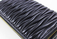 Womens Long Leather Zip Wallet Clutch