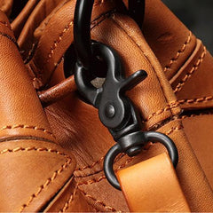 Cute Brown Leather Womens Bucket Shoulder Bag Green Handbag Barrel Bag for Ladies