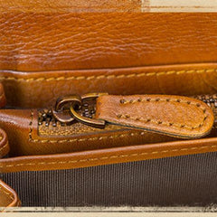 Green Vintage Womens Genuine Leather Long Folded Wallet Brown Clutch Phone Purses for Ladies