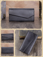 Genuine Leather Wallet Long Womens Wallet Leather Clutch Wallet