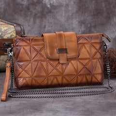 Purple Leather Geometric Womens VIntage Chain Shoulder Bag Side Bag Red Chain Clutch Purse for Ladies