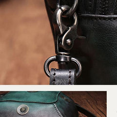 Green Geometric Vintage Womens Leather Round Brown Handbag Box Shoulder Bag Purse for Ladies