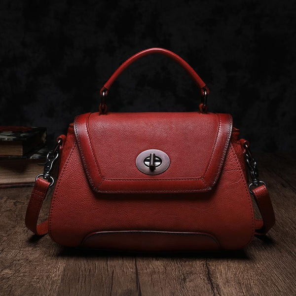 Black Geometric Vintage Womens Handbag Leather Brown Shoulder Handbag Purse DD83991101