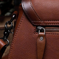 Brown Geometric Vintage Womens Handbag Leather Black Shoulder Handbag Purse