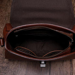 Red Geometric Vintage Womens Handbag Leather Brown Shoulder Handbag Purse for Ladies