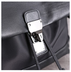 Girl Black Nylon Leather Satchel Rucksack Womens School Backpacks Purse Nylon Leather Travel Rucksack for Ladies