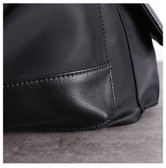 Girl Black Nylon Leather Satchel Rucksack Womens School Backpacks Purse Nylon Leather Travel Rucksack for Ladies