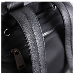 Girl Black Nylon Leather Satchel Rucksack Womens School Backpacks Purse Nylon Leather Travel Rucksack for Ladies