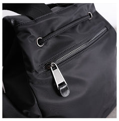 Girl Black Nylon Leather Satchel Rucksack Womens School Backpacks Purse Nylon Leather Travel Rucksack for Ladies