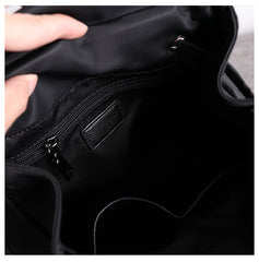 Girl Black Nylon Leather Satchel Rucksack Womens School Backpacks Purse Nylon Leather Travel Rucksack for Ladies