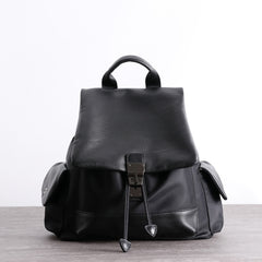 Girl Black Nylon Leather Satchel Rucksack Womens School Backpacks Purse Nylon Leather Travel Rucksack for Ladies