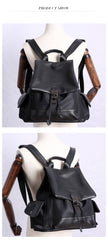 Girl Black Nylon Leather Satchel Rucksack Womens School Backpacks Purse Nylon Leather Travel Rucksack for Ladies