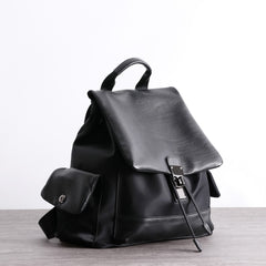 Girl Black Nylon Leather Satchel Rucksack Womens School Backpacks Purse Nylon Leather Travel Rucksack for Ladies