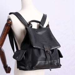 Girl Black Nylon Leather Satchel Rucksack Womens School Backpacks Purse Nylon Leather Travel Rucksack for Ladies