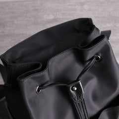Girl Black Nylon Leather Satchel Rucksack Womens School Backpacks Purse Nylon Leather Travel Rucksack for Ladies