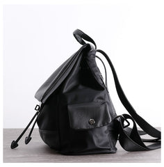 Girl Black Nylon Leather Satchel Rucksack Womens School Backpacks Purse Nylon Leather Travel Rucksack for Ladies