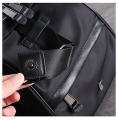 Girl Black Nylon Leather Satchel Rucksacks Womens School Backpack Purse Nylon Leather Travel Rucksack for Ladies